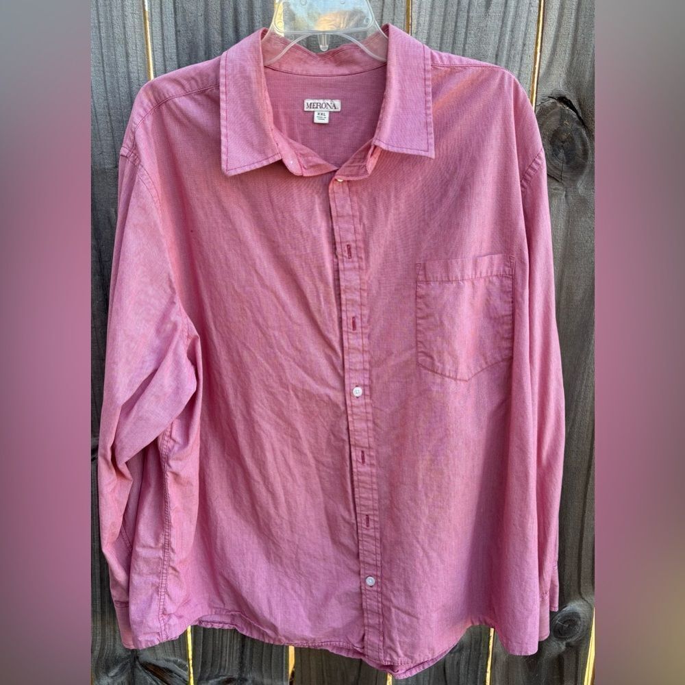 2XL Merona Long Sleeve Button Down Shirt with Pocket Mens Size 2XLarge